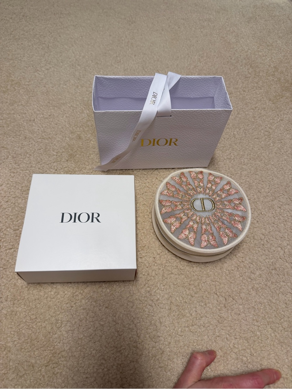 Dior Embroidered Pouch with Pink and Gold Accents
